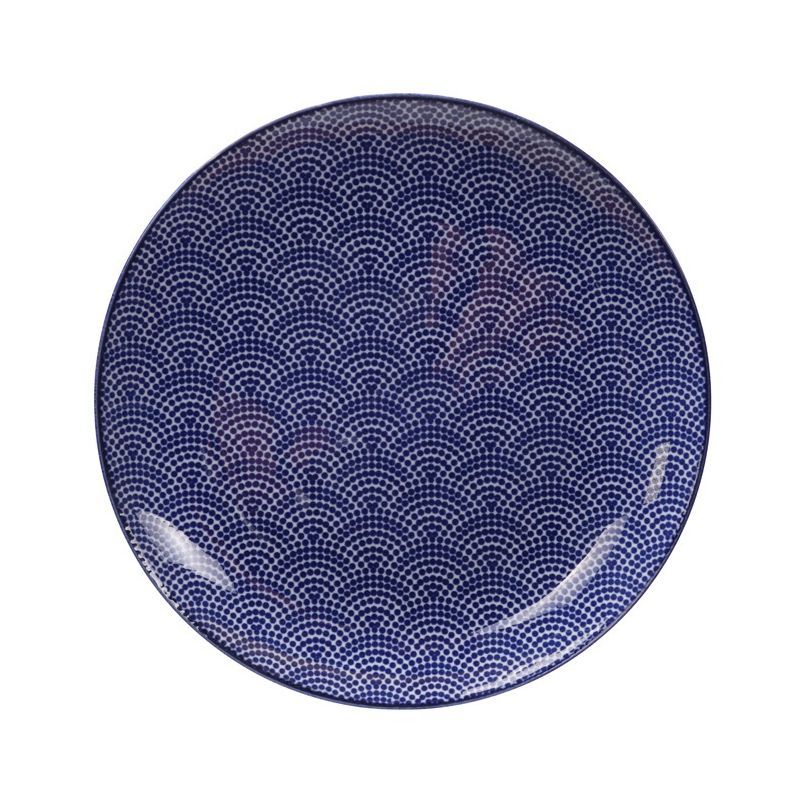 Assiette japonaise bleue en céramique, motif points DOT MOYO