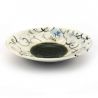 Small Japanese white flared ceramic plate with black circular patterns - SAKYURA