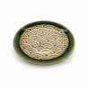 Kleine japanische Platte aus grün und beige emaillierter Keramik - GUNRIN NAMI