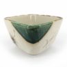 Small Japanese square container in beige and green ceramic - MOMIJI