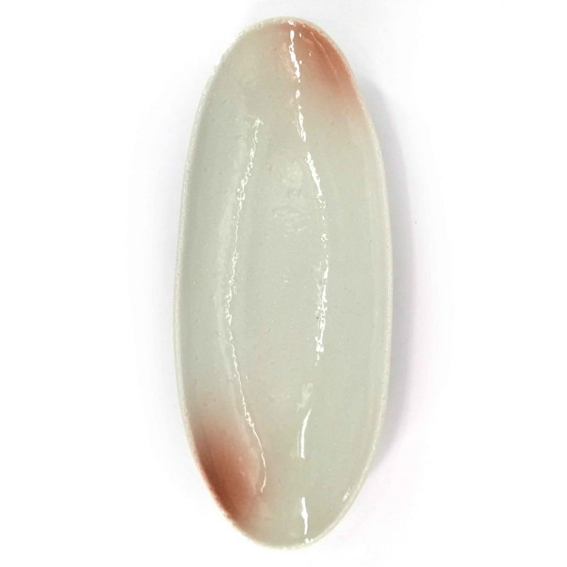 Piatto ovale giapponese in ceramica bianca e rosa - RAITO PINKU