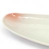 Plato ovalado japonés de cerámica blanca y rosa - RAITO PINKU