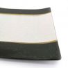 Plato cuadrado japonés en cerámica, marrón, oro y plata - KINGIN