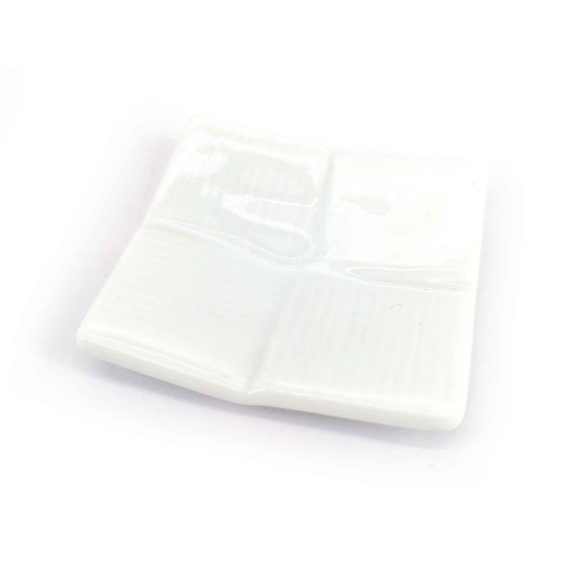 Appoggia bacchette in ceramica giapponese, intrecciato quadrato bianco, AMI KOMI