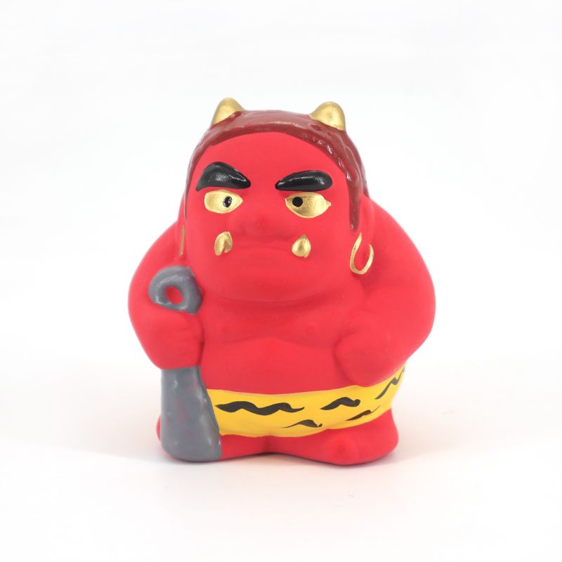 Piccolo ornamento demone rosso in ceramica giapponese - AKAONI - 