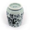 Japanese ceramic tea cup, white and blue - KANJI