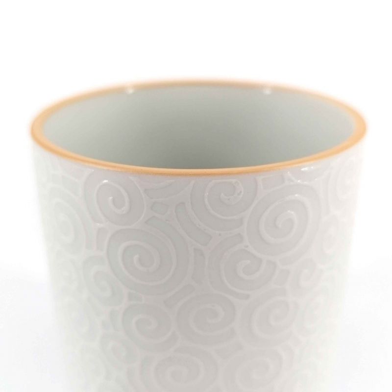 Japanische Keramik Teetasse, weiß, Wirbel - SENPU