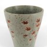 Japanese tall ceramic tea cup, gray, maple leaves - MOMIJI