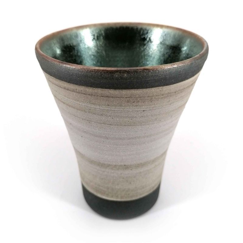 Mazagran japonais en céramique, gris et marron, intérieur émail métallique - METARIKKU