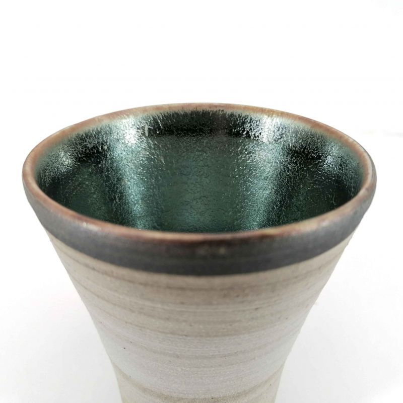 Mazagran japonais en céramique, gris et marron, intérieur émail métallique - METARIKKU
