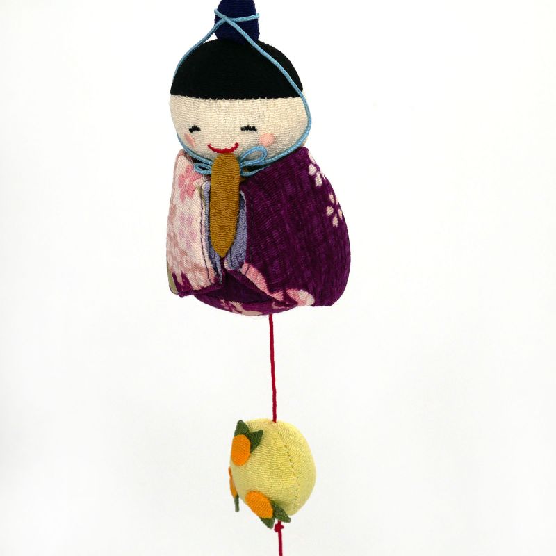 Garland of dolls in chirimen fabric - HINA MATSURI - 63 cm