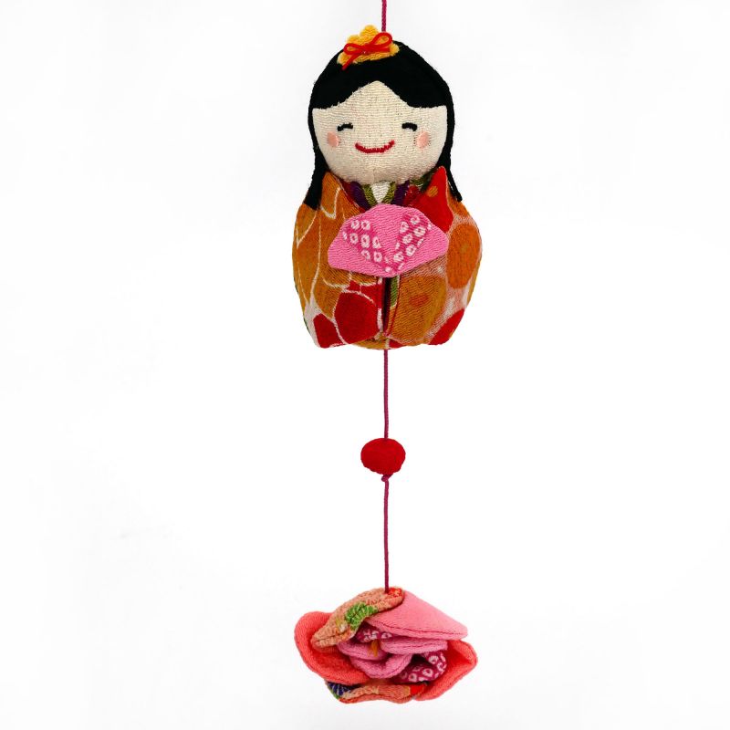 Ghirlanda di bambole in tessuto chirimen - HINA MATSURI - 63 cm