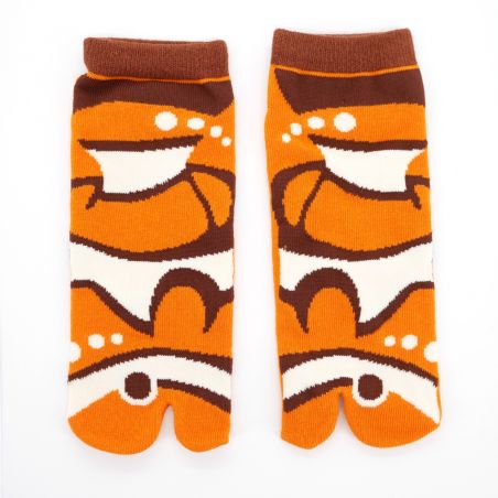 Chaussettes japonaises tabi en coton, KINGYO, marron