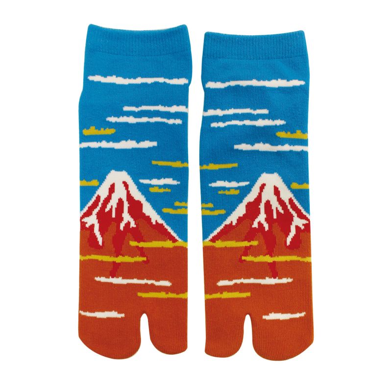 Japanese cotton tabi socks, RED FUJI