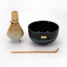 blue japanese tea ceremony set in ceramic 4 pieces MATCHA