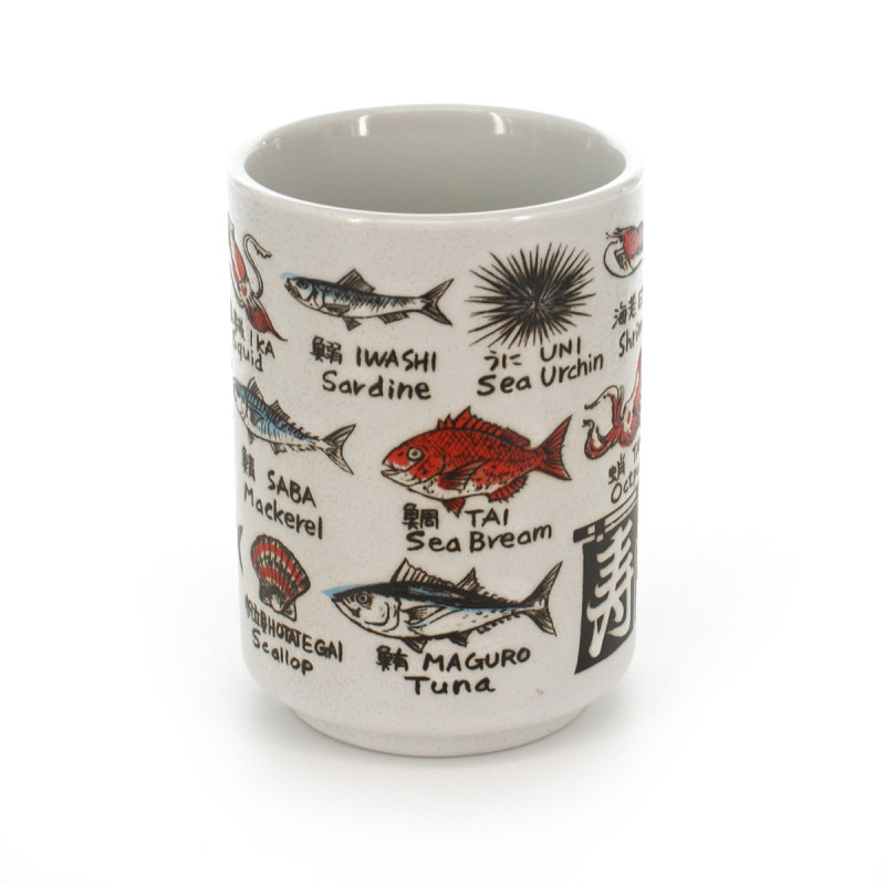 teacup with pictures white SAKANA EIGO