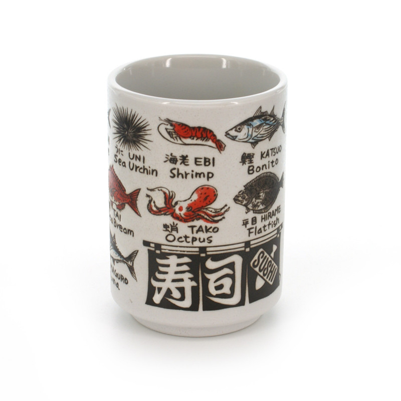 tasse traditionnelle japonaise à thé avec dessins SAKANA EIGO