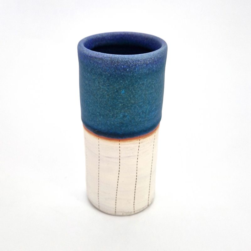 Japanische blaue und weiße Soliflore-Tonvase, AOI, blau