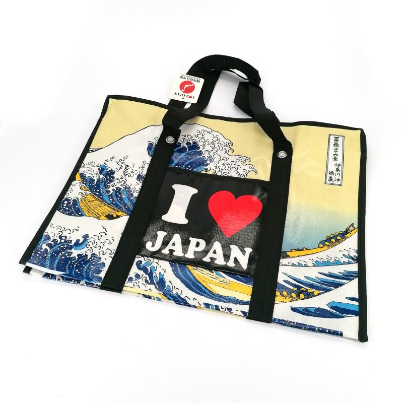 Umweltfreundliche Polyestertasche, Wave und ich liebe Japan, Wave-Herz