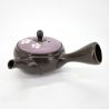 Japanese kyusu teapot tokoname black and purple flower pattern, HANA, 230cc