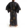 Yukata japonais noir en coton pour homme -HANABISHI 