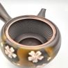 Japanese teapot tokoname kyusu, KURO SAKURA, black and cherry blossoms