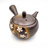 Japanese teapot tokoname kyusu, KURO SAKURA, black and cherry blossoms