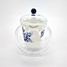 Tetera japonesa de cerámica y cristal con flores blancas y azules, HANA, 500cc