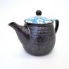 Japanische Teekanne aus Keramik mit Henkel, blau und grau - HANA, 500 cc
