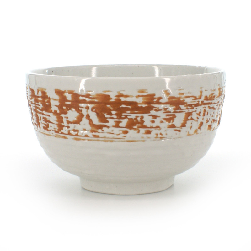 Japanese ceramic soup bowl white and green - shirakaba
