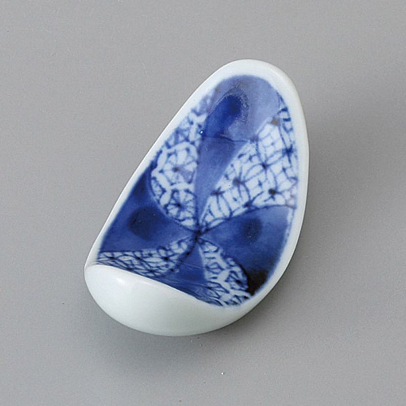 Japanese ceramic chopstick rest, shrimp pattern, Ebi sori-gata hashioki