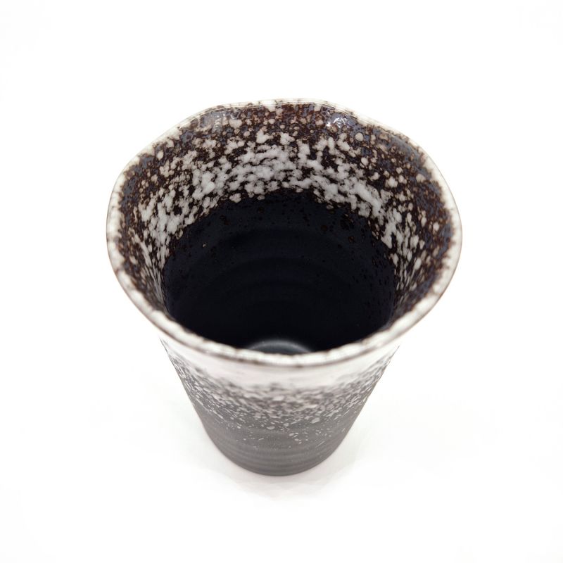 Mazagran in ceramica giapponese, nero maculato bianco - HANTEN