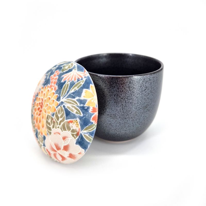 Traditional mug with cover - CHAWANMUSHI - iridescent sakura flowers