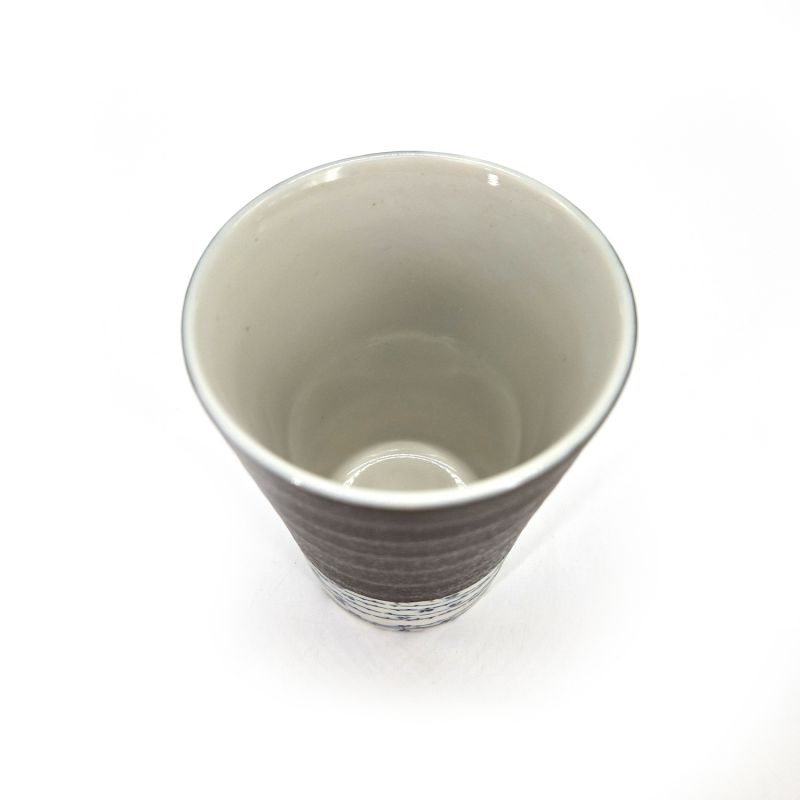 Tasse japonaise en céramique, ligne horizontale noir, OBIKOKASAN 