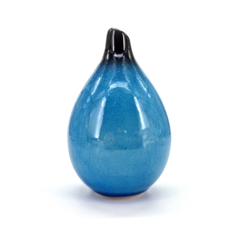 Vase japonais soliflore en céramique, noir et bleu- KURO TO AO