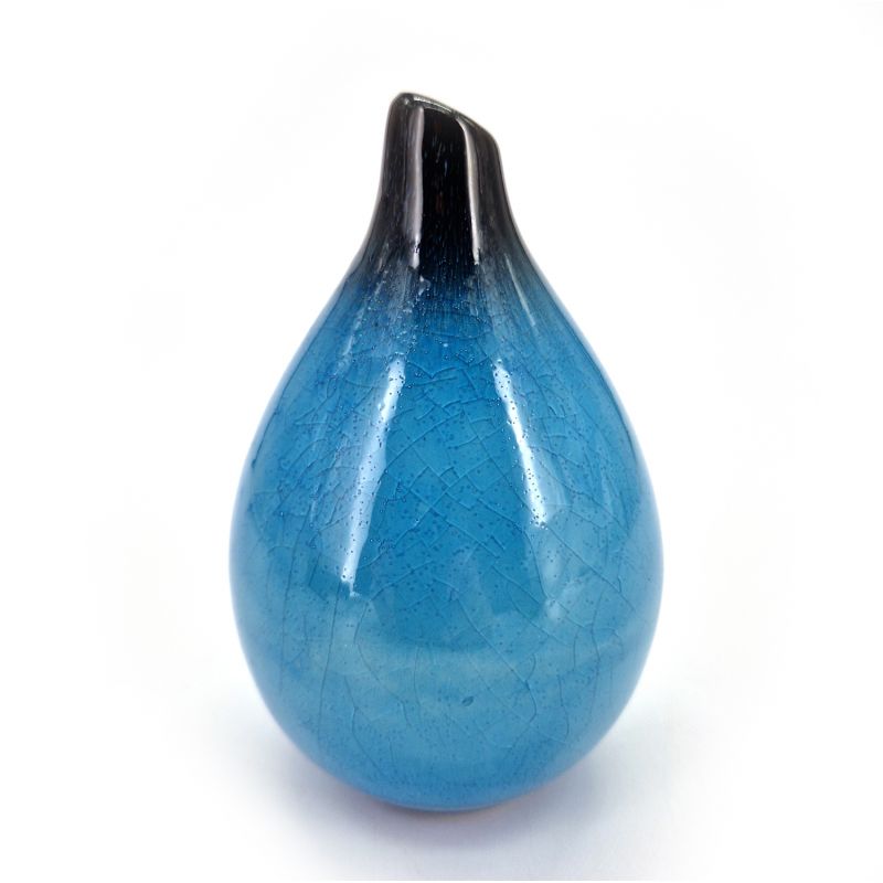 Japanese soliflore vase in ceramic, black and blue - KURO TO AO