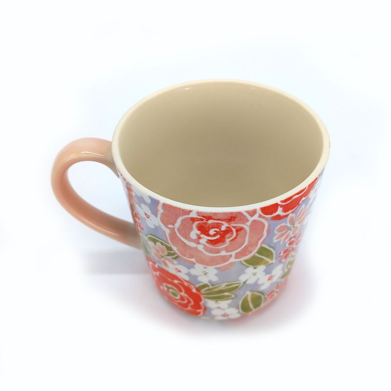 Japanese ceramic mug - Pink flowers -PINKU NO HANA