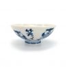 Cuenco de arroz japonés de cerámica azul y blanca, FUKURO, búho