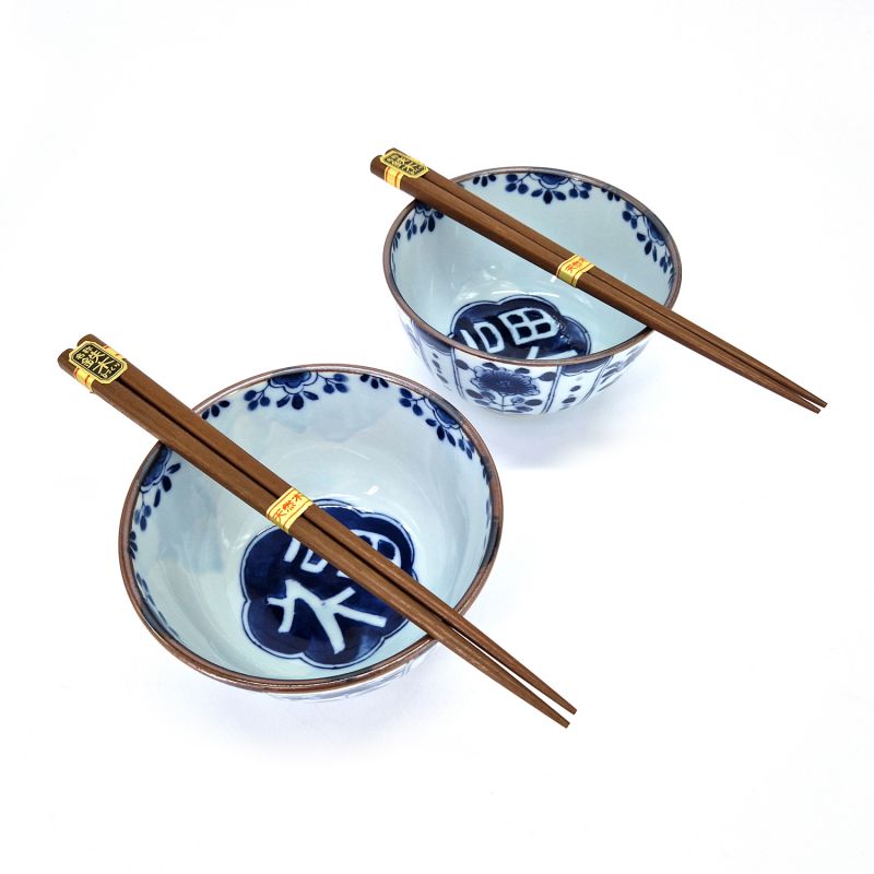 Set de 2 bols bleus japonais en céramique - KISSHO AIZOME KOBO