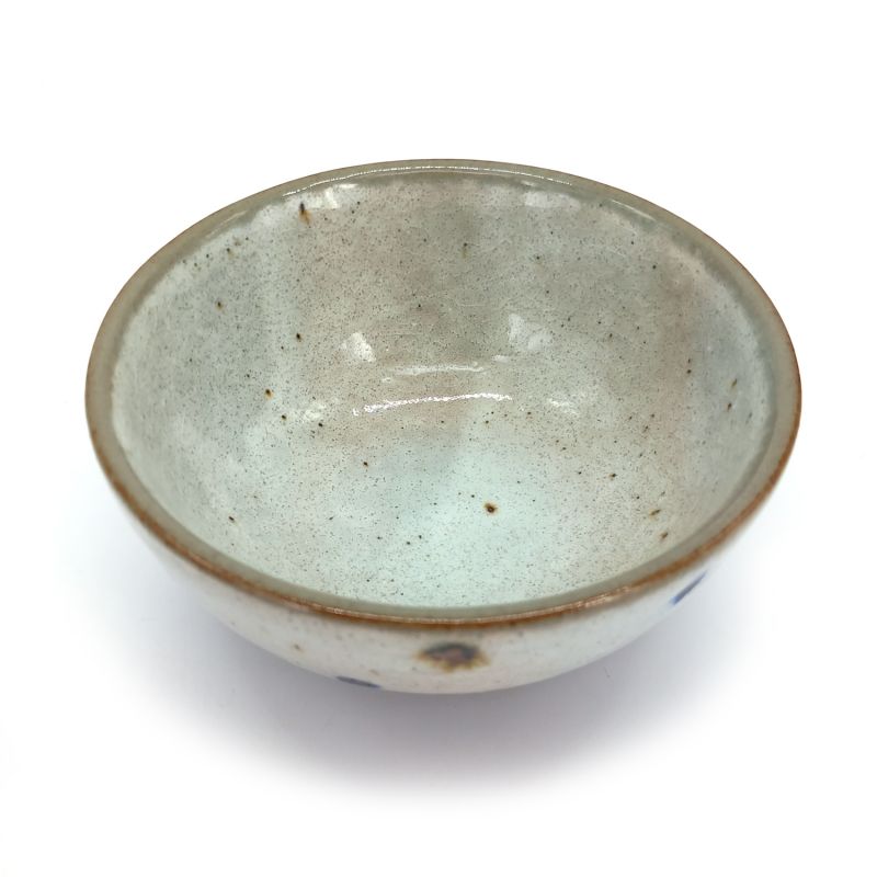 Cuenco de arroz japonés de cerámica, lunares marrones y azules, POINTO