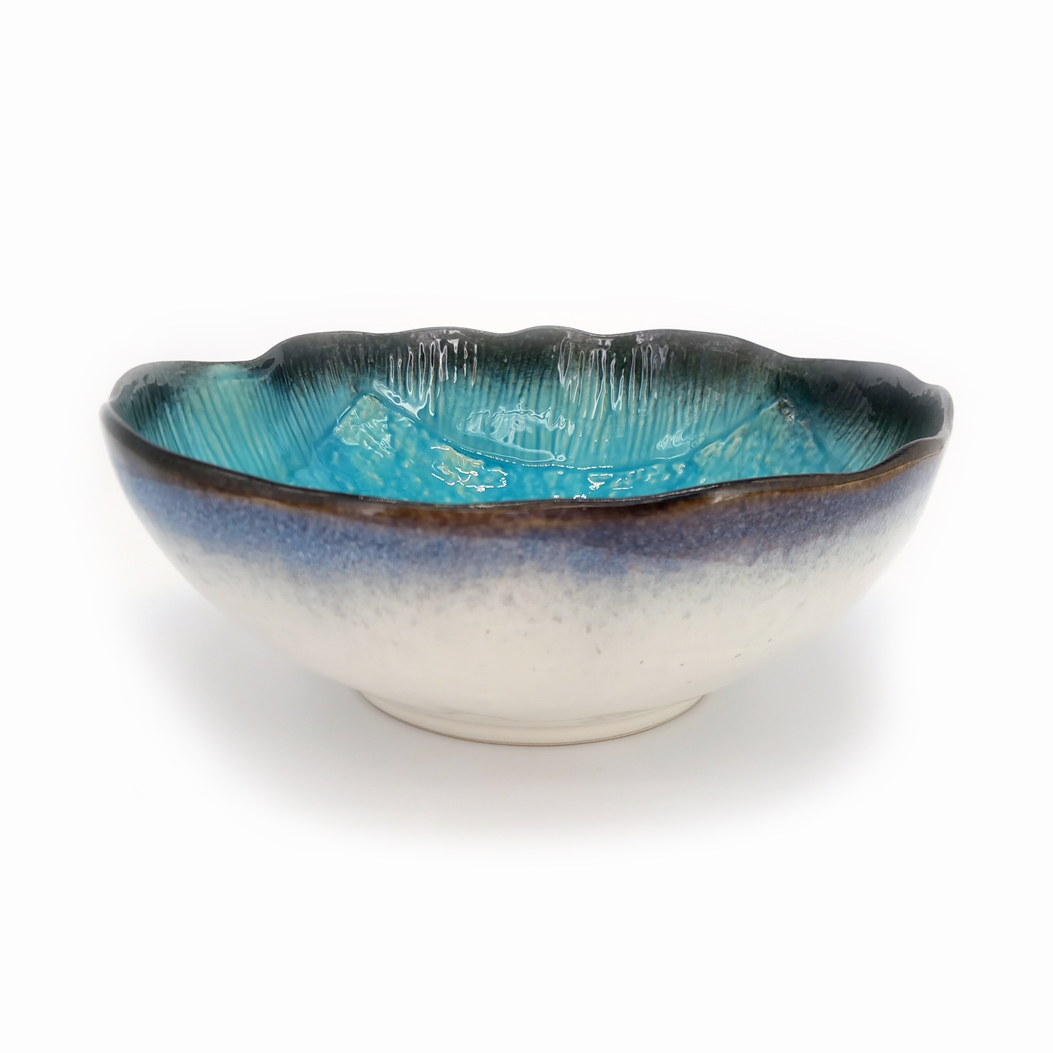 Cuenco japonés de cerámica para ramen, azul - AO