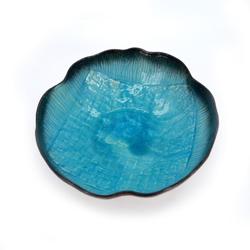 Japanese ceramic ramen bowl, turquoise - TAKOIZU
