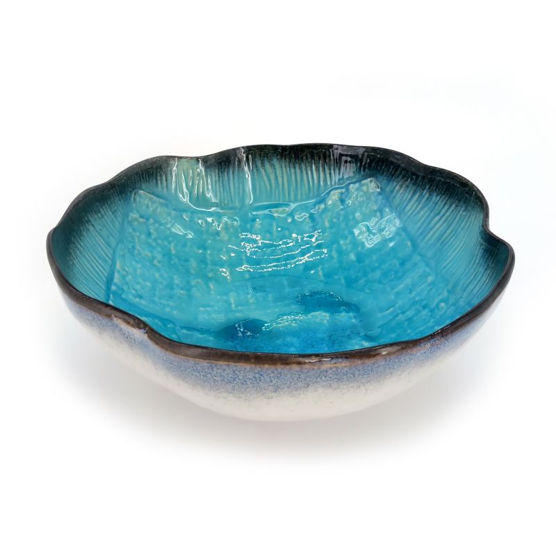 Japanese ceramic ramen bowl, turquoise - TAKOIZU