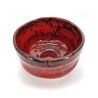 Ceramic bowl for tea ceremony, red and black, silver reflection - RANDAMU 1