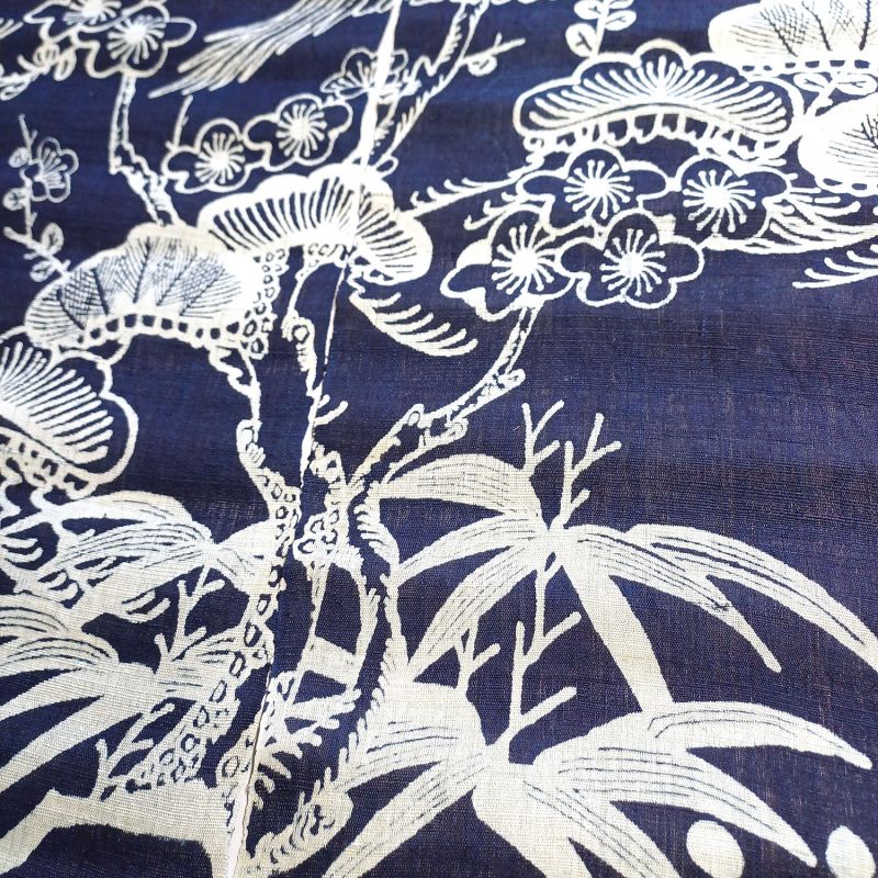 rideau noren japonais artisanal, bleu indigo, 100% Ramie, MATSU TSURU