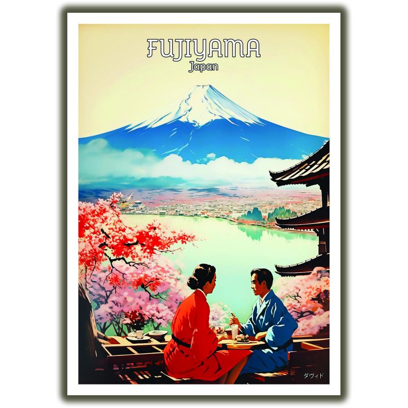 Póster japonés / ilustración. "FUJIYAMA"Monte Fuji, by ダヴィッド