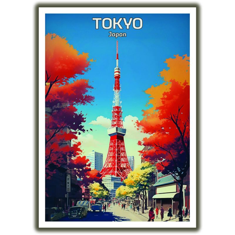 affiche / illustration japonaises "TOKYO" la tour de Tokyo , by ダヴィッド