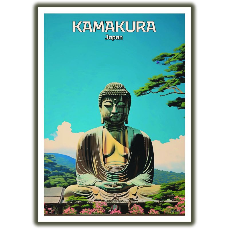 affiche / illustration japonaises "KAMAKURA" Le Grand Bouddha (daibutsu) de Kamakura, by ダヴィッド