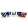 Set of 5 Japanese ceramic tea cups - NISHIKI