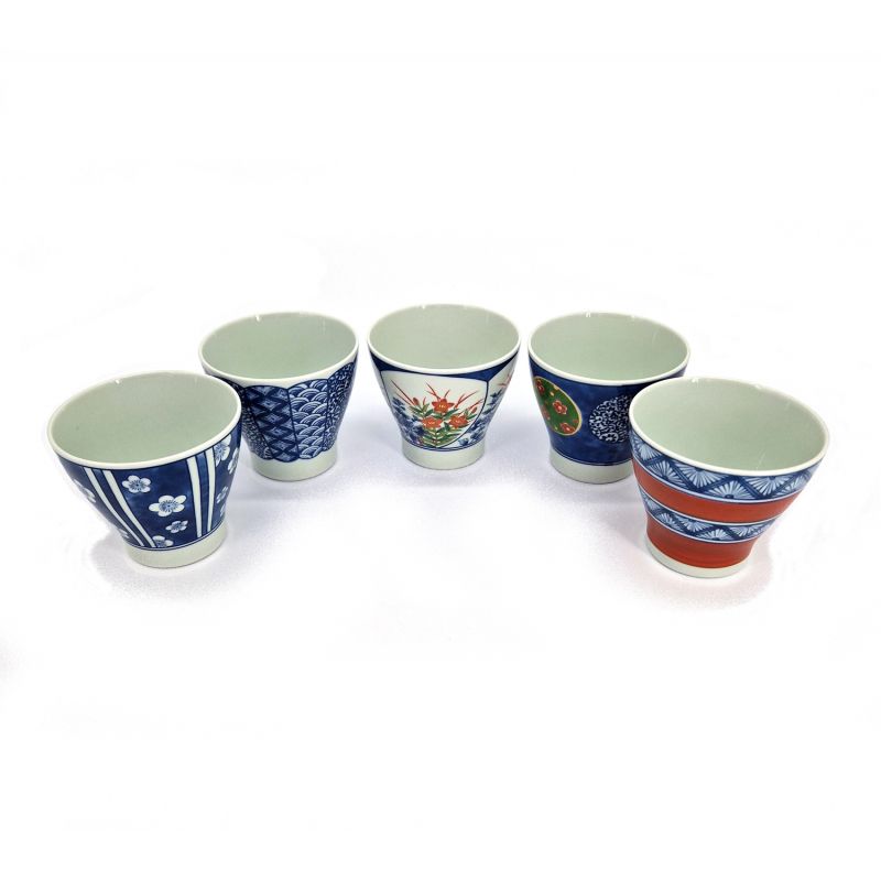 Juego de 5 tazas de té de cerámica japonesa - NISHIKI